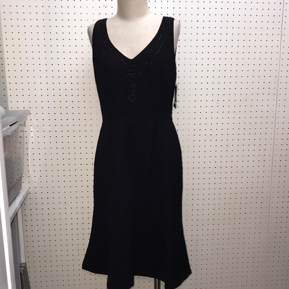 NWT Cynthia Howie Vintage Y2K Deadstock Black Trumpet Beaded Dress Size 10